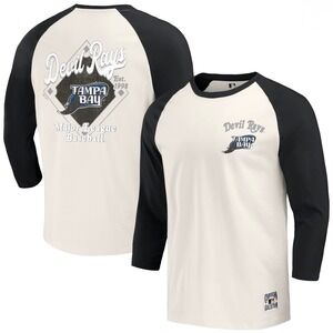 NEW Darius Rucker Tampa Bay Devil Rays Raglan Shirt Med Cooperstown 3/4 Sleeve